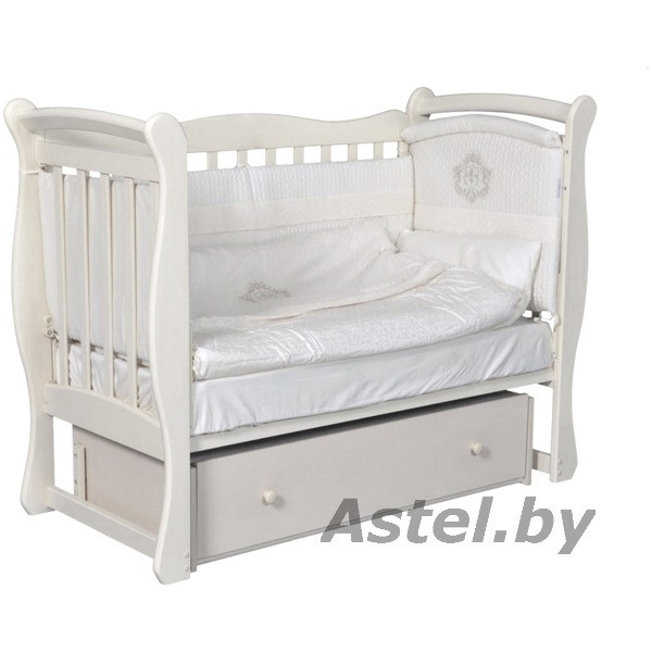 Детская кроватка Антел Джулия 1 (Julia 1) Белый Маятник с ящиком + Корона - фото 3 - id-p192256990