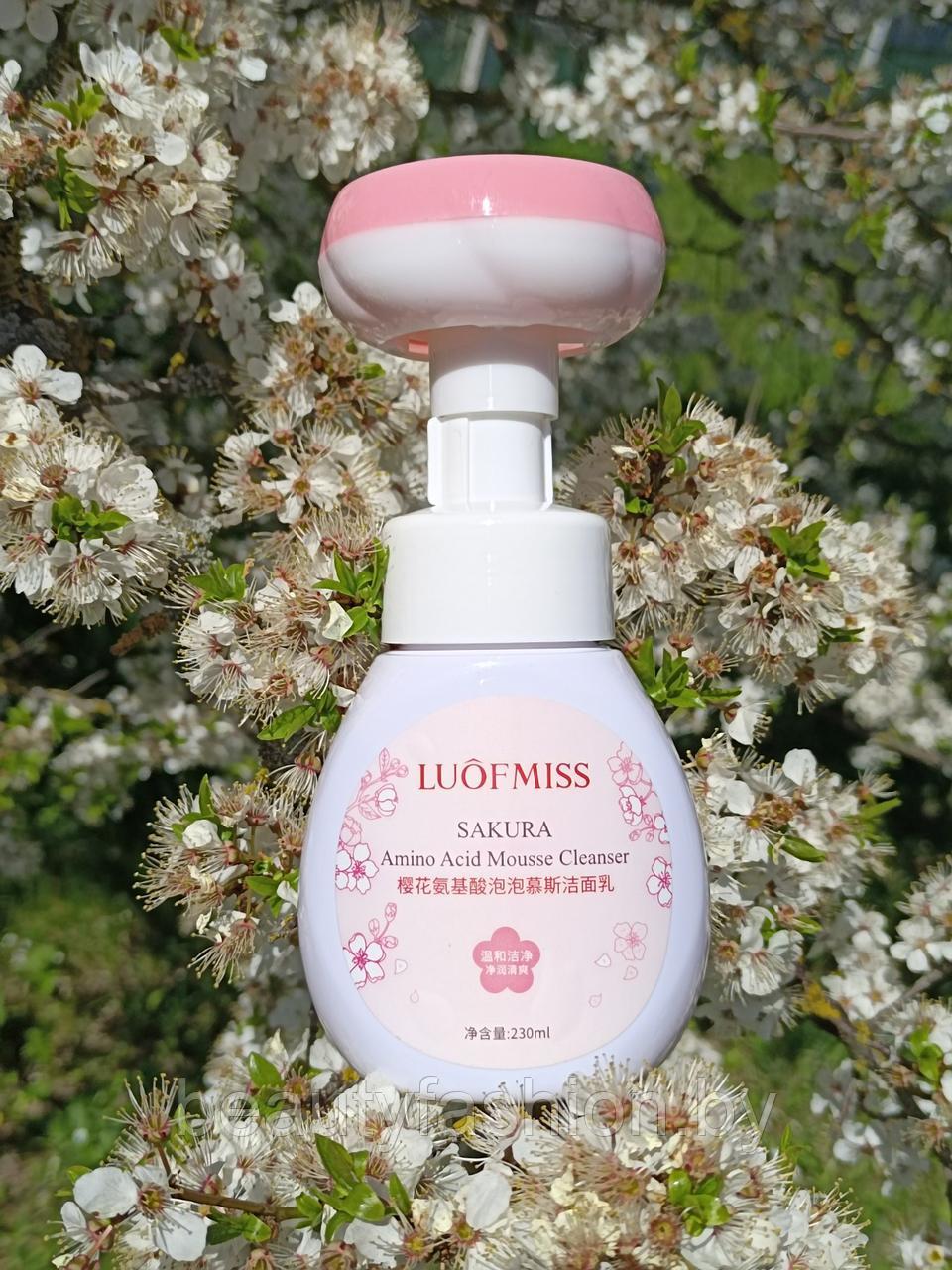 Очищающий мусс-пенка для умывания с аминокислотами Sakura Amino Acid Mousse Cleanser, 230 мл. Luoffmiss - фото 6 - id-p192258321