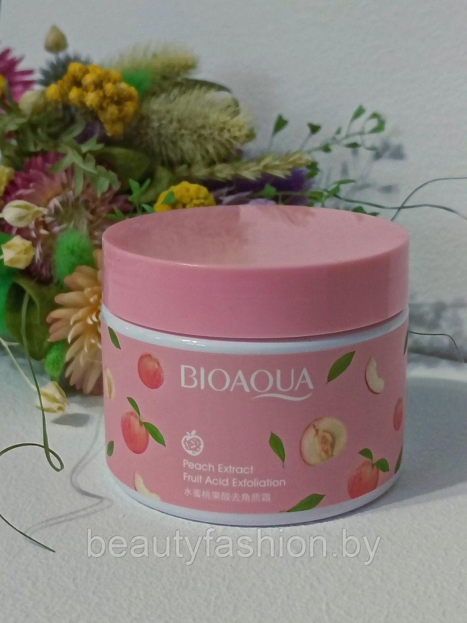 Пилинг-скатка для лица и тела с экстрактом персика Peach Fruit Acid Exfoliating Cream 140 гр Bioaqua - фото 1 - id-p167596705