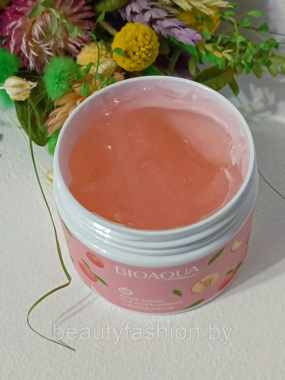 Пилинг-скатка для лица и тела с экстрактом персика Peach Fruit Acid Exfoliating Cream 140 гр Bioaqua - фото 4 - id-p167596705
