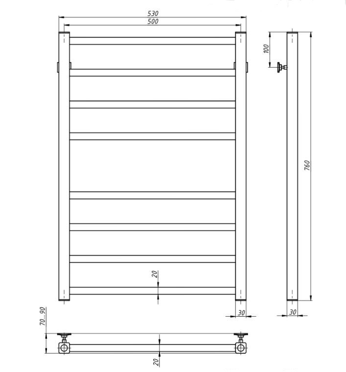 Полотенцесушитель ZorG ST Ponti 500/800 белый матовый с электрическим теном NEX1,0 - фото 2 - id-p192272326