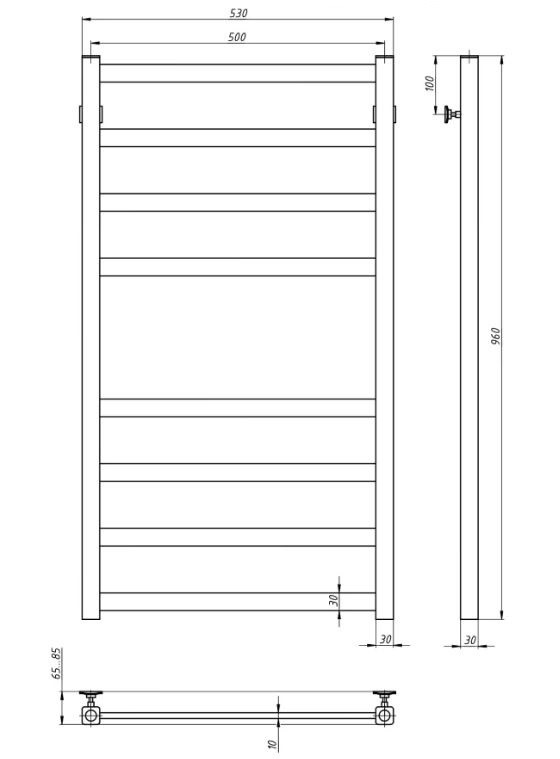 Полотенцесушитель ZorG ST Viso 500/1000 белый матовый с электрическим теном NEX1,0 - фото 3 - id-p192272327