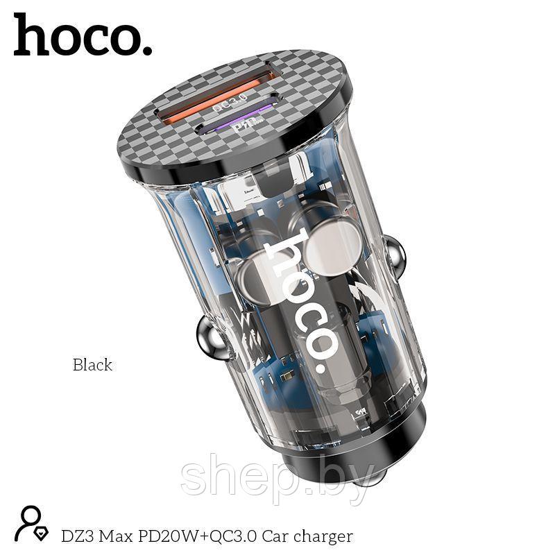 Автомобильное ЗУ Hoco DZ3 Max quick charger (USB+Type-C:PD30W, QC3.0) цвет: черный