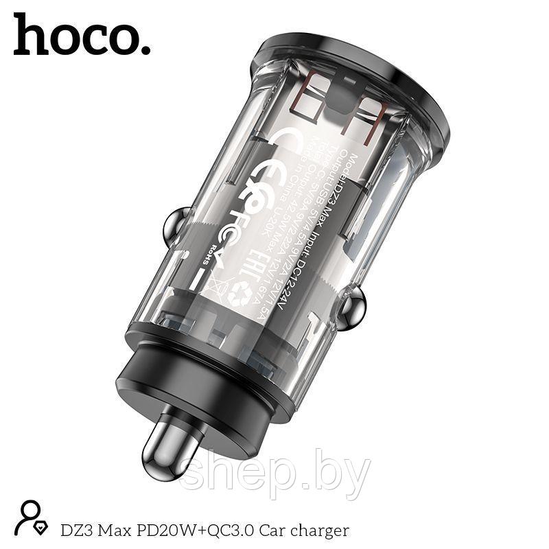 Автомобильное ЗУ Hoco DZ3 Max quick charger (USB+Type-C:PD30W, QC3.0) цвет: черный - фото 3 - id-p192273740