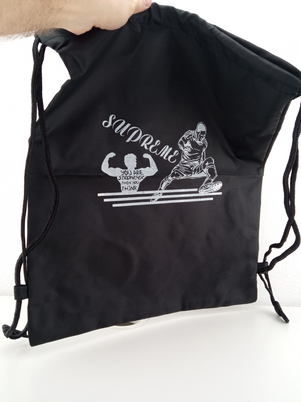 Сумка рюкзак-мешок для обуви и спортивной формы большая черная арт.062