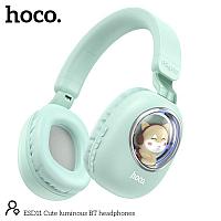 Беспроводные наушники Hoco ESD11 полноразмерные, цвет: ментоловый (подсветка, с котиком) 8 Hours!!! NEW!!!
