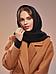 Шарф теплый женский черный зимний платок косынка шарфик палантин однотонный шерстяной на голову шею, фото 4
