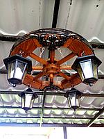 Люстра деревянная рустикальная "Колесо Хуторское №4" на 4 лампы
