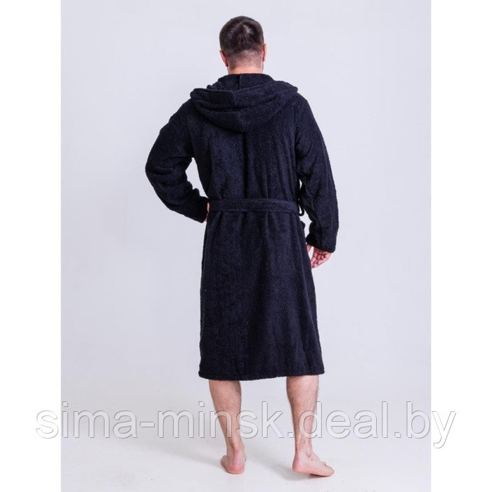 Халат мужской с капюшоном, размер 56-58, цвет черный - фото 4 - id-p192282614