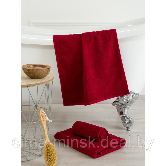 Полотенце пряжа «Ринг», без бордюра, размер 70x140 см, цвет бордовый - фото 1 - id-p192282709