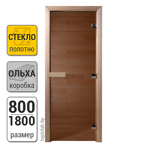 Дверь для бани стеклянная DoorWood, бронза, 800x1800