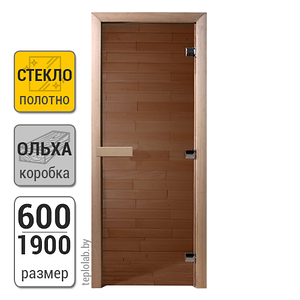 Дверь для бани стеклянная DoorWood, бронза, 600x1900