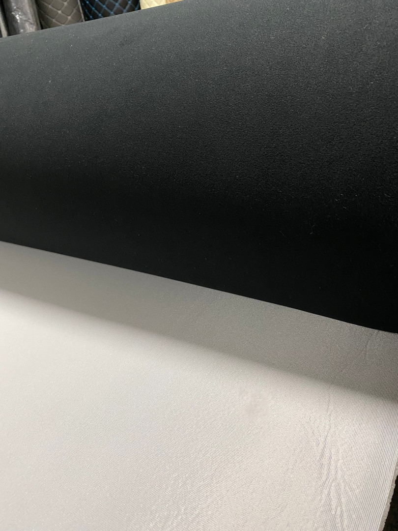 Потолочная ткань велюр (Premium) на поролоне 3мм / ламинирование нижнего слоя сетка / черный / Турция - фото 1 - id-p132650279