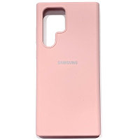 Силиконовый чехол Silicone Case с закрытым низом и защитой камеры светло-розовый для Samsung Galaxy S22 Ultra
