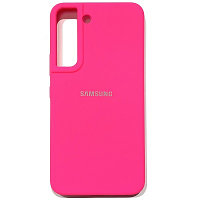 Силиконовый чехол Silicone Case с закрытым низом и защитой камеры ярко-розовый для Samsung Galaxy S22