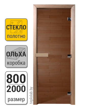 Дверь для бани стеклянная DoorWood, бронза, 800x2000, фото 2