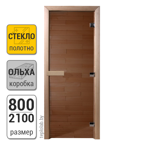 Дверь для бани стеклянная DoorWood, бронза, 800x2100 - фото 1 - id-p117552019