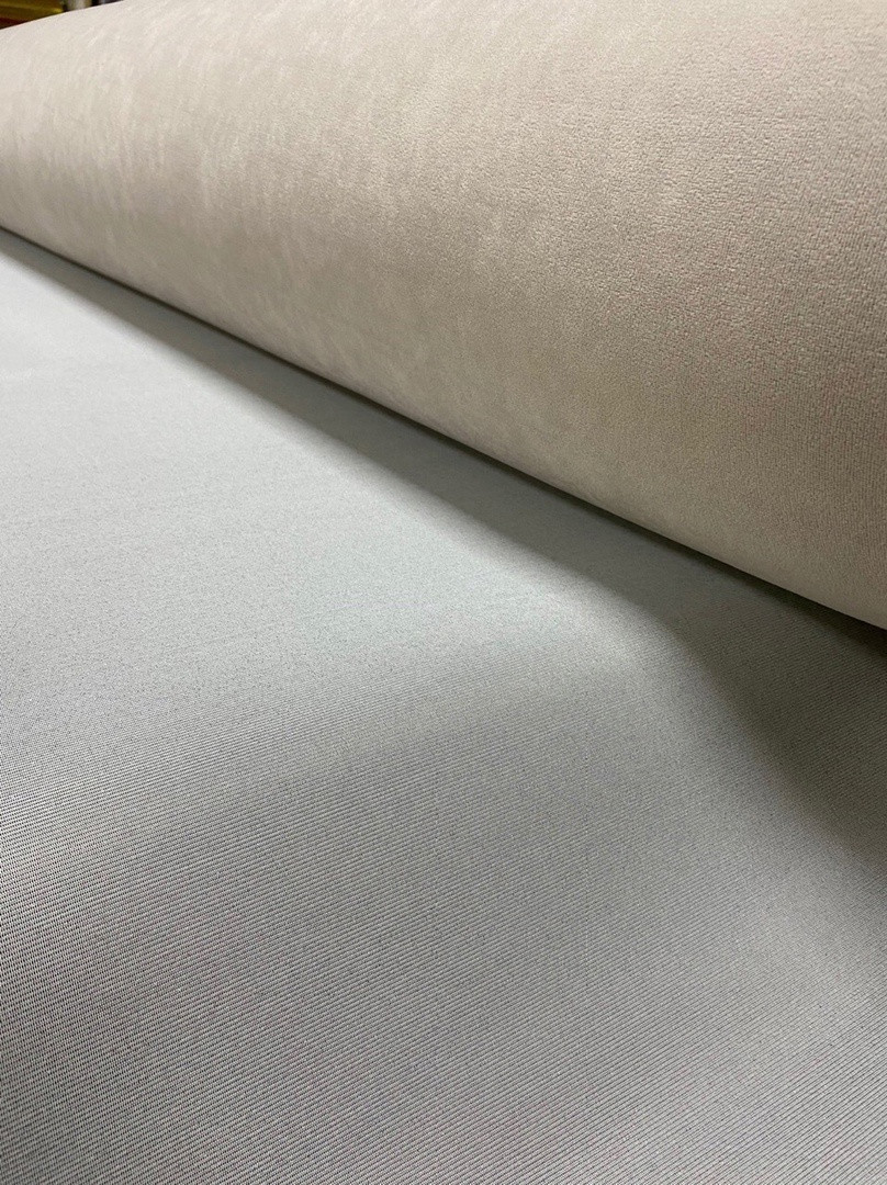 Потолочная ткань велюр (Premium) на поролоне 3мм / ламинирование нижнего слоя сетка / светло-серый / Турция - фото 1 - id-p132651364