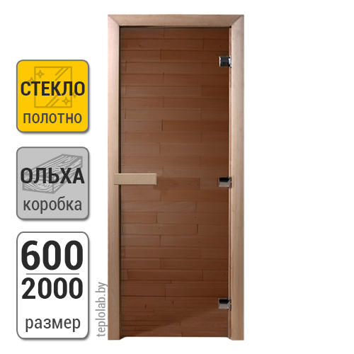 Дверь для бани стеклянная DoorWood, бронза, 600x2000 - фото 1 - id-p143694828