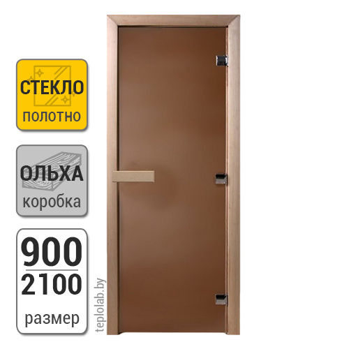 Дверь для бани стеклянная DoorWood, бронза матовая, 900x2100