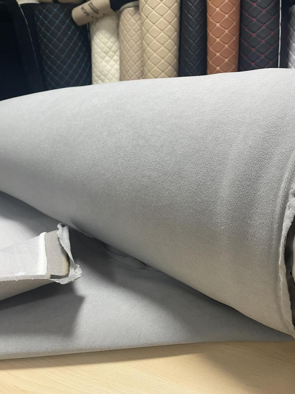 Потолочная ткань велюр на поролоне 3мм / ламинирование нижнего слоя сетка / серый / Турция - фото 1 - id-p150852184