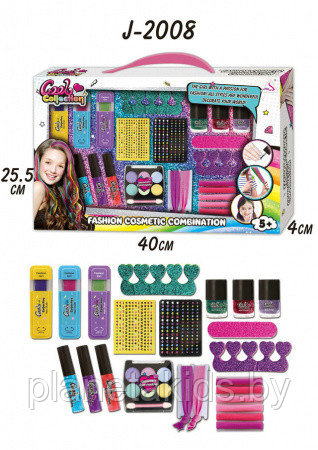 Набор детской декоративной косметики с мелками для волос, резинками арт. j-2008 - фото 1 - id-p192306790