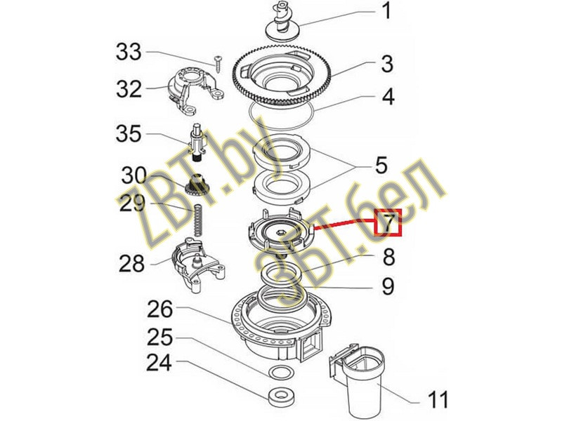 Держатель жернова горизонтальной кофемолки для кофемашин Philips, Saeco 996530017952 - фото 6 - id-p35828794