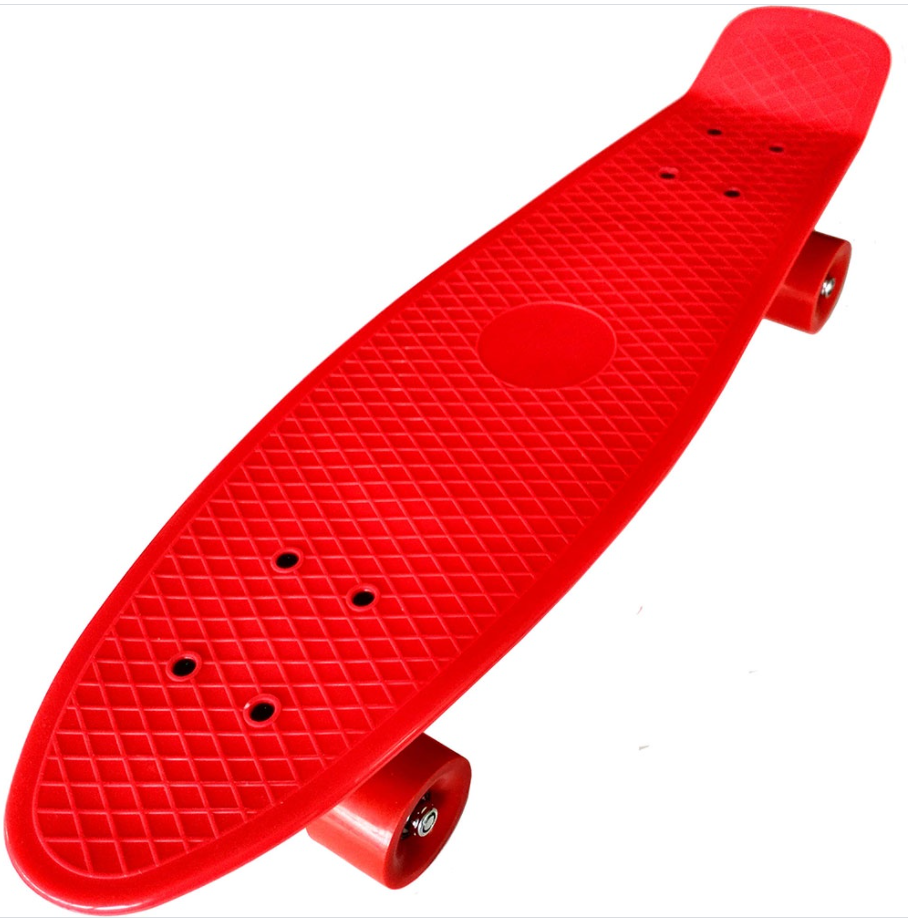 Скейт Пенни Борд (Penny Board) однотонный, матовые колеса 2 дюйма (цвет микс), до 60 кг.  Красный, фото 1