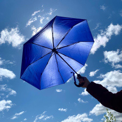 Автоматический противоштормовой зонт "Конгресс Антишторм", ручка экокожа Синий