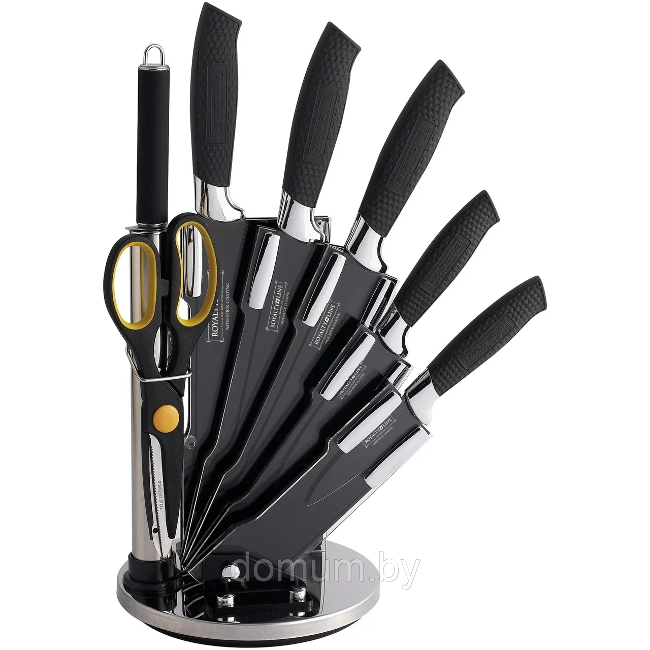 Набор металлических ножей на подставке Royalty Line RL-BLK8W - фото 1 - id-p192333713