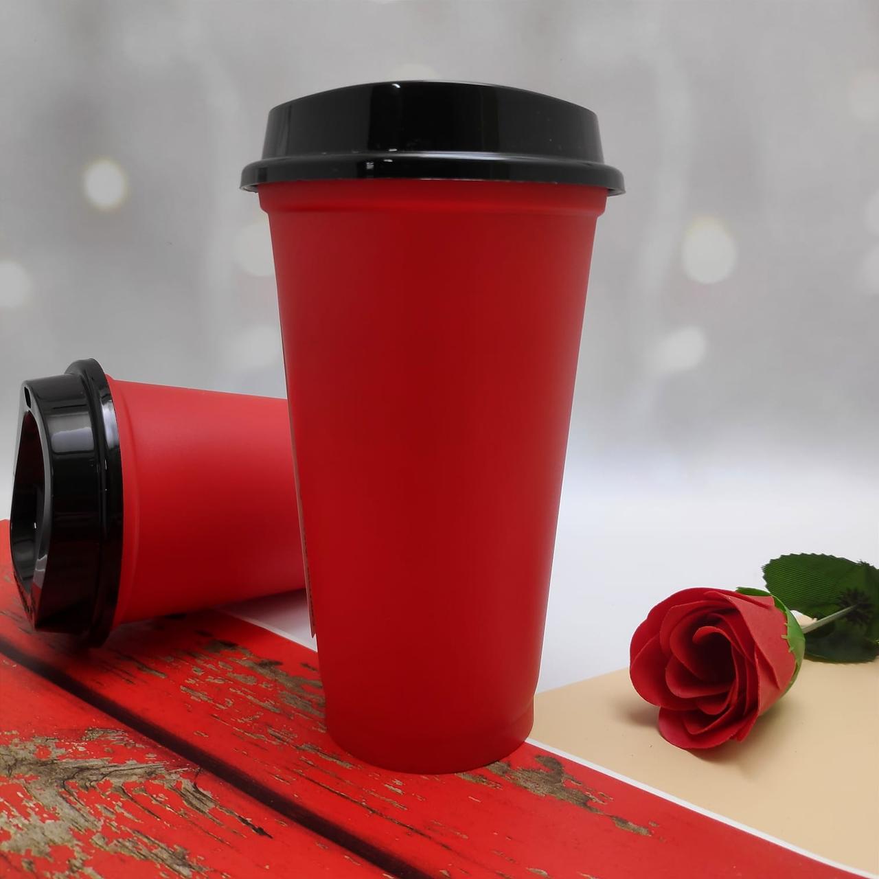 Стакан тамблер Wowbottles с кофейной крышкой для горячих и холодных напитков, 400 мл Красный
