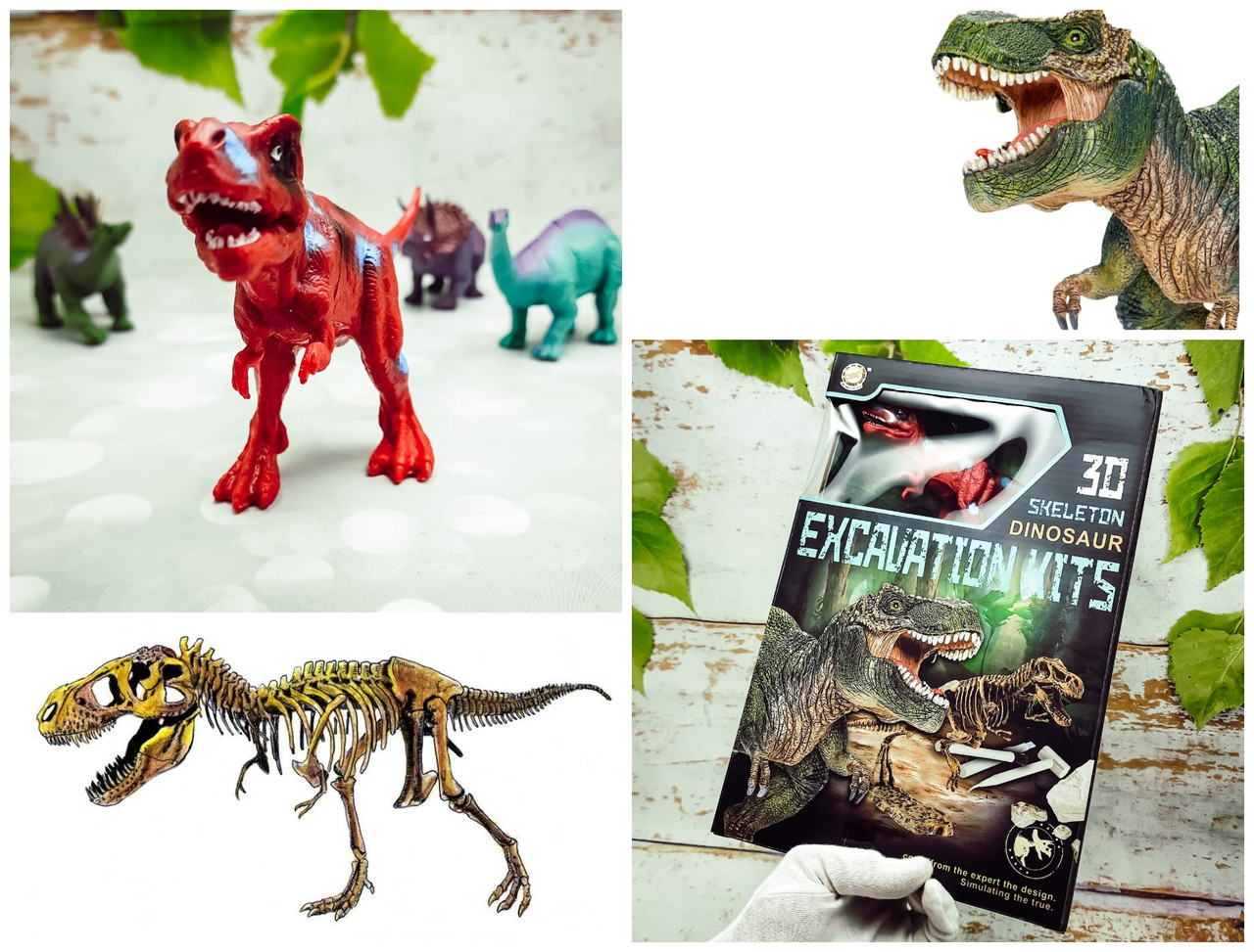 Набор юного археолога "Раскопки динозавра 2 в 1" большая фигурка + 3D скелет в подарок Тираннозавр Рекс
