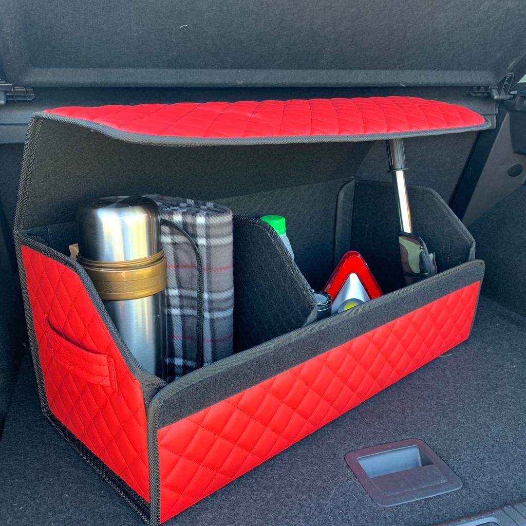 Автомобильный органайзер Кофр в багажник LUX CARBOX Усиленные стенки (размер 70х40см) Красный с красной