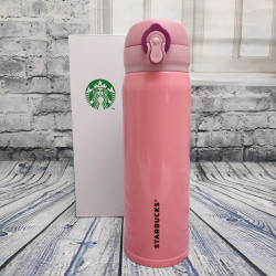 УЦЕНКА! Термокружка Starbucks 450мл (Качество А) Розовый с надписью Starbucks, фото 1