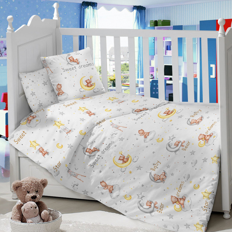 Ясельное постельное белье Baby Time поплин пр. на резинке 60х120 Медвежонок