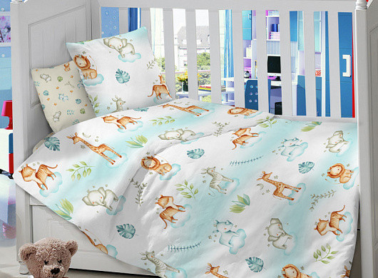 Ясельное постельное белье Baby Time поплин пр. на резинке 60х120 Африка