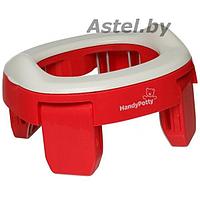 Горшок детский дорожный (складной) HandyPotty кораловый в сумке ROXY-KIDS HP-250R (3шт одноразовых пакета)