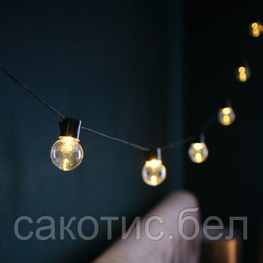 Лофт-гирлянда светодиодная 5 м, черный ПВХ, 20 LED, теплое белое свечение - фото 2 - id-p192343440