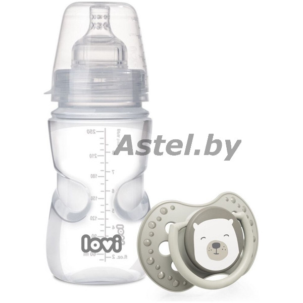 Набор Бутылочка пластиковая LOVI Medical+, 250 мл, 0+ + Пустышка силиконовая LOVI Buddy Bear 0205exp - фото 2 - id-p192342310