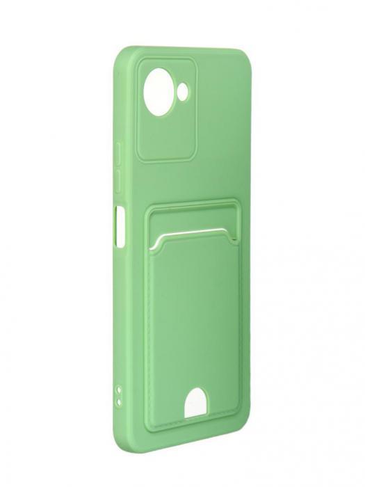 Чехол DF для Realme C30 Silicone с отделением для карты Light Green rmCardCase-01 - фото 1 - id-p192350543