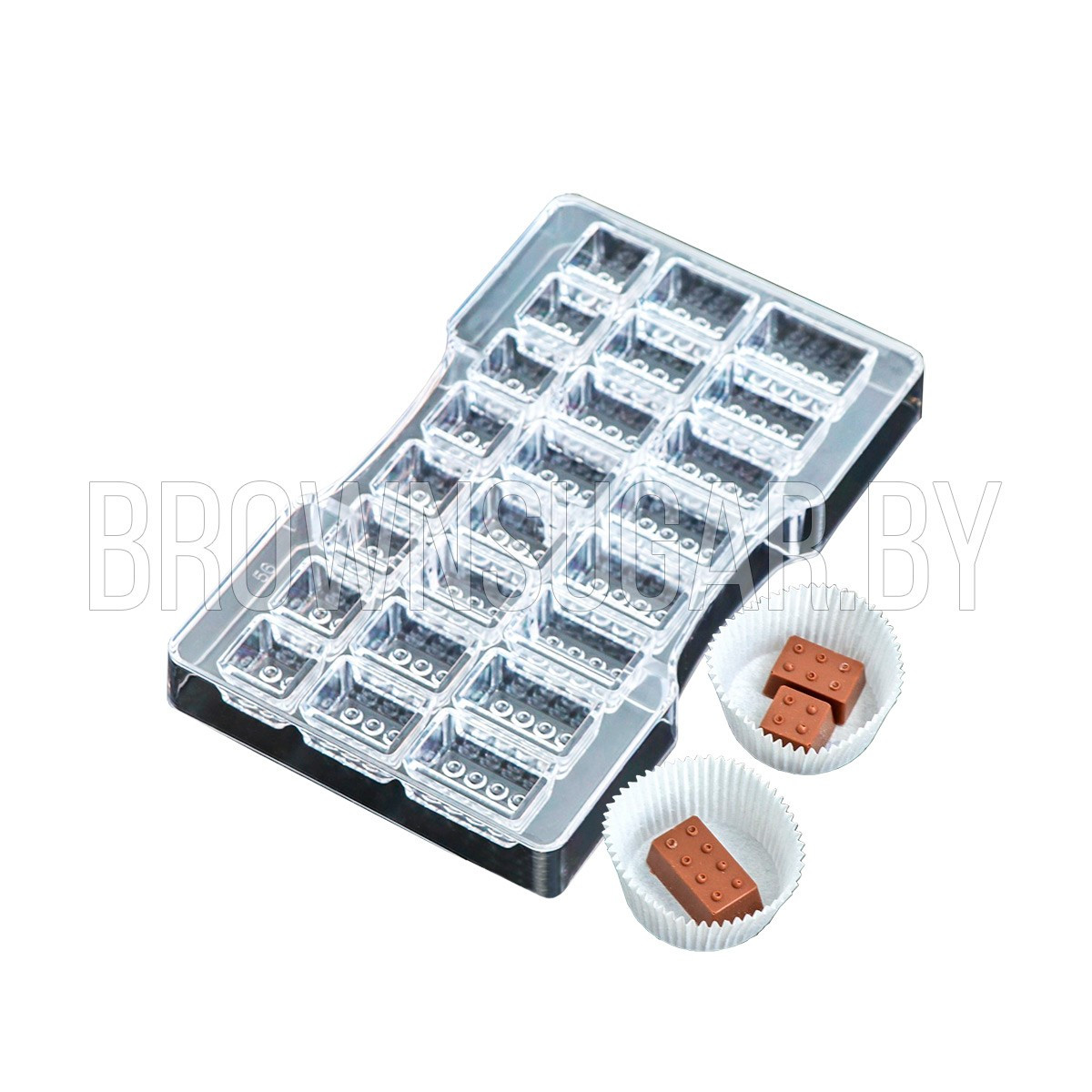 Форма пластиковая для шоколада Лего (Китай, 20х12х2,5см, 24 ячейки, глубина 1,5 см) 7129748