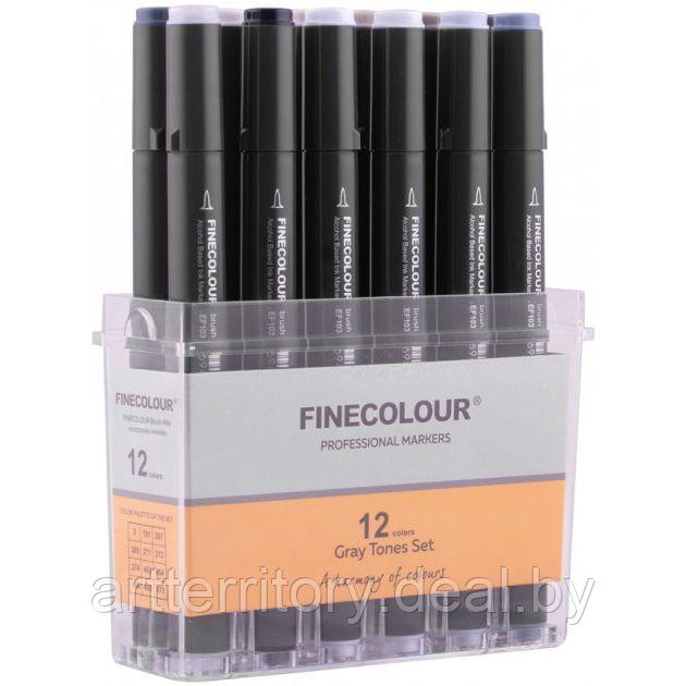 Набор маркеров Finecolour Brush Mini Marker, 12 штук (серые цвета) - фото 1 - id-p192358242