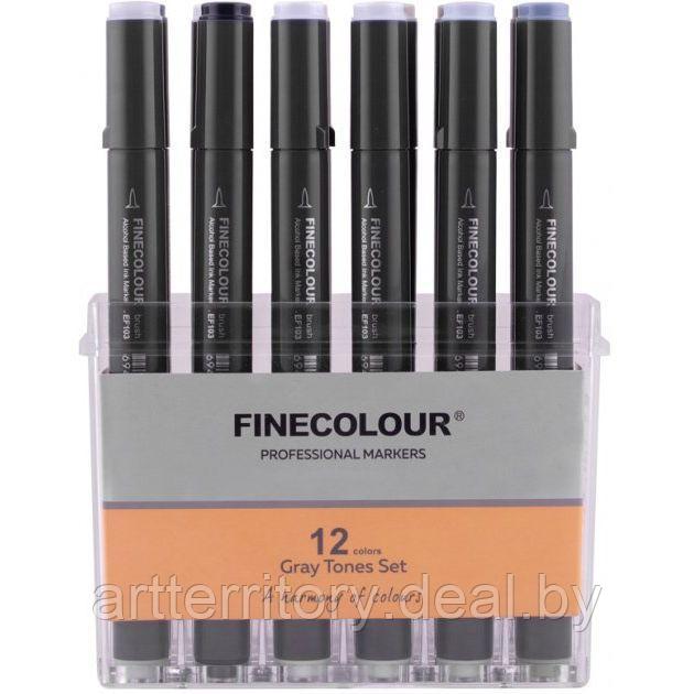 Набор маркеров Finecolour Brush Mini Marker, 12 штук (серые цвета) - фото 2 - id-p192358242