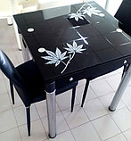 Стол кухонный раздвижной B-08-77. Обеденный стол трансформер стеклянный, фото 2