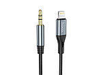 Акустический кабель Lightning - 3.5мм 1м HOCO DUP03 Серебро