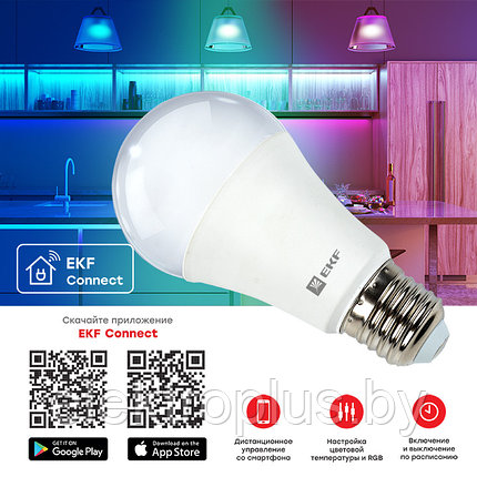 Умная лампа E27 8W WiFi RGBW EKF Connect, фото 2