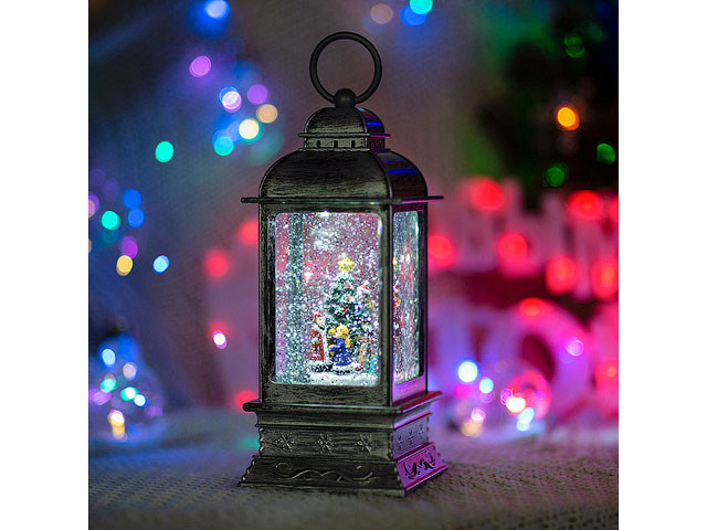 Декоративный фонарь с эффектом снегопада и подсветкой белый - фото 1 - id-p192429651