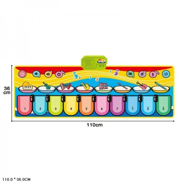Детский музыкальный игровой коврик-пианино напольный A-Toys разноцветный 757-02A - фото 3 - id-p192430388