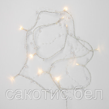 Гирлянда светодиодная «Жемчужинки» 1.5 м, 10 LED, прозрачный ПВХ, цвет свечения теплый белый, 2 х АА - фото 3 - id-p192476078
