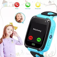Детские умные часы SMART BABY S4 с функцией телефона (голубой с чёрным)